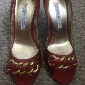 Women’s Luciano Padovan Size 36 Red Peep toe Heels